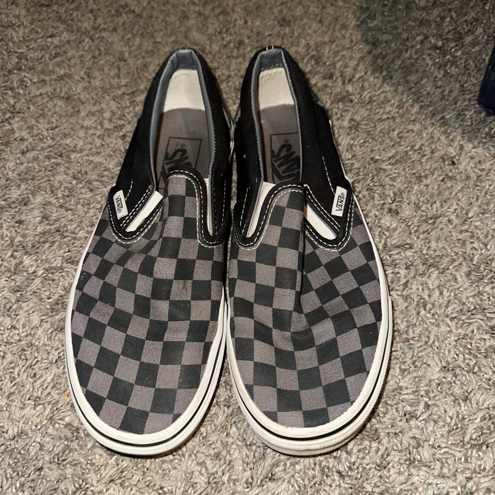 Vans Black and Gray Checkered Slip-On Sneakers